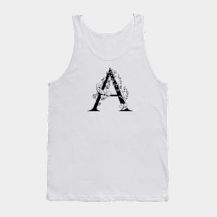 Letter A Monogram - Floral Initial Tank Top